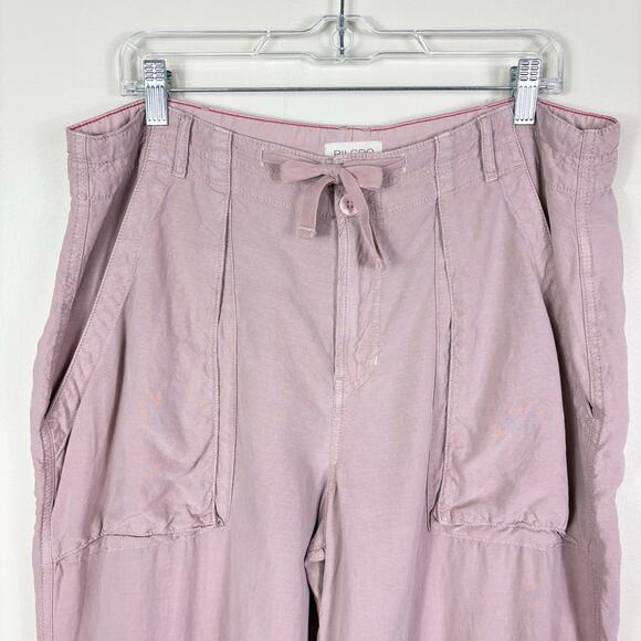 Anthropologie Pilcro Linen Blend High Waisted Wide Leg Utility Silky Cargo Pants - Picture 3 of 13
